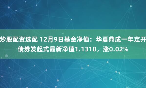 炒股配资选配 12月9日基金净值：华夏鼎成一年定开债券发起式最新净值1.1318，涨0.02%