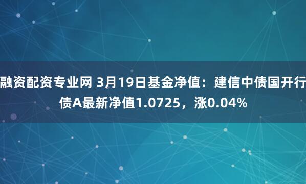 融资配资专业网 3月19日基金净值：建信中债国开行债A最新净值1.0725，涨0.04%